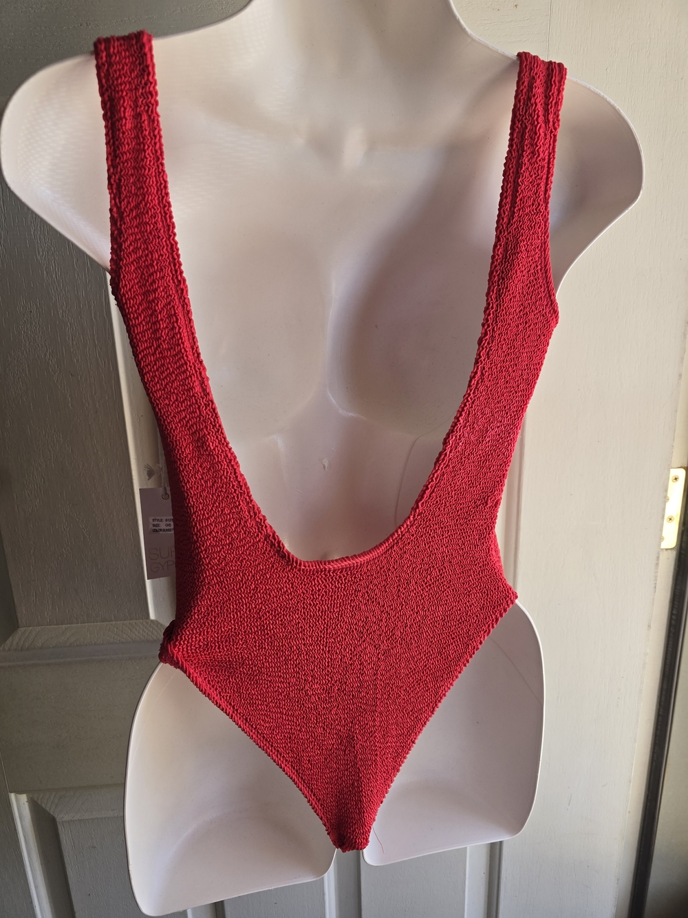 Surf Gypsy Sunset Red Zip-Front One-Piece Swimsuit - Picture 4 of 5